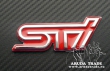 Металлическая эмблема на кузов STI (красная)